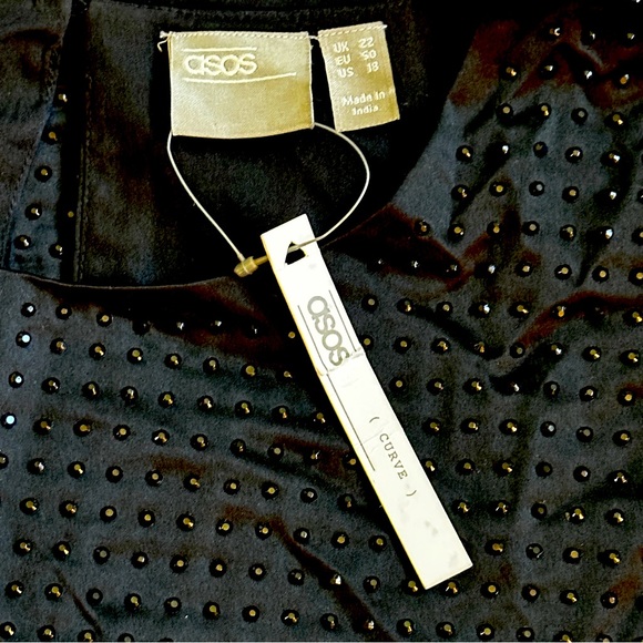 ASOS Curve Studded Satin Black Shift Dress Plus Size 18 Women’s Dress. Sparkly! - Picture 10 of 12